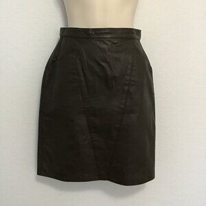 Taupe Leather Pencil Skirt with Pockets Size M